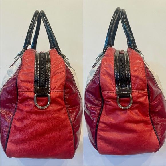 Gucci Snow Glam Leather Boston Bag, vintage 90s, red/black/white, EUC - Picture 3 of 16